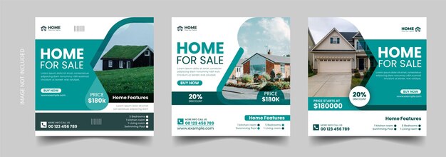 Vektor immobilien-haus-instagram-post und quadratische home-promotion-banner-vorlage