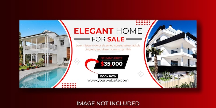 Vektor immobilien haus verkauf social media cover web banner