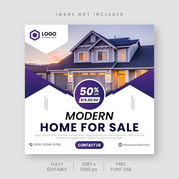 Immobilien, Immobilienvermögen, Social-Media-Posts und Web-Banner-Vorlagen-Design