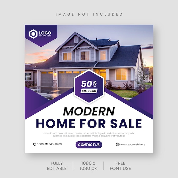 Immobilien, Immobilienvermögen, Social-Media-Posts und Web-Banner-Vorlagen-Design