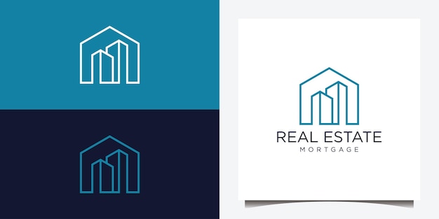 Immobilien-logo-design mit linienvektorgrafik