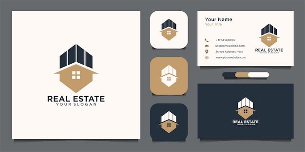 Immobilien-Logo-Design und Visitenkarte