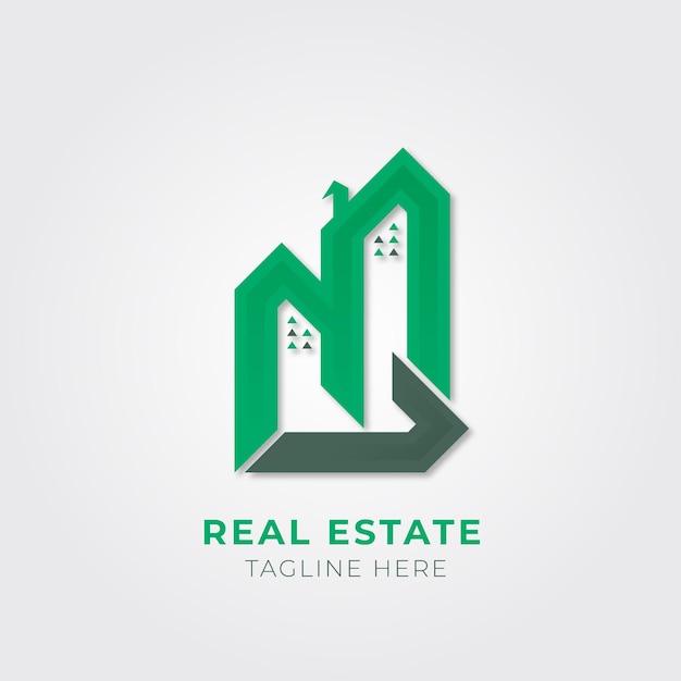 Immobilien-logo, haus-logo, haus-logo mit einem gebäudeschild-symbol