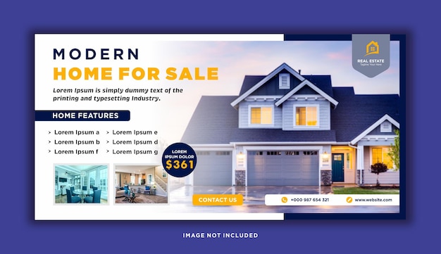 Immobilien moderner hausverkauf social media cover web banner premium vector