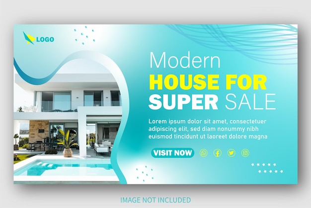 Immobilien modernes haus zum verkauf you tube thumbnail design banner vorlage vektor