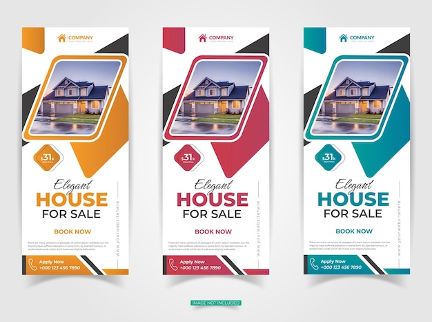 Immobilien-Rollup-Banner-Stand-Design-Vorlage Vektor
