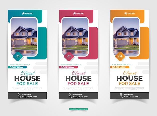 Immobilien-Rollup-Banner-Stand-Design-Vorlage Vektor