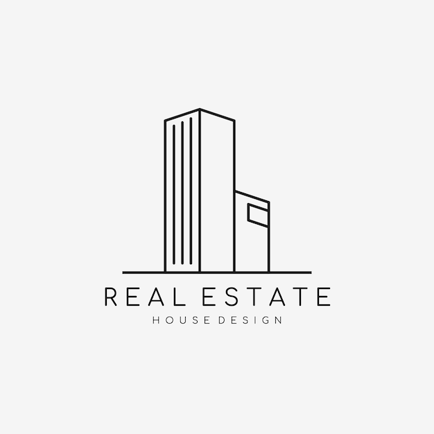 Immobilien strichzeichnungen minimalistische logo-vorlage gebäude-logo-design vektor-illustration