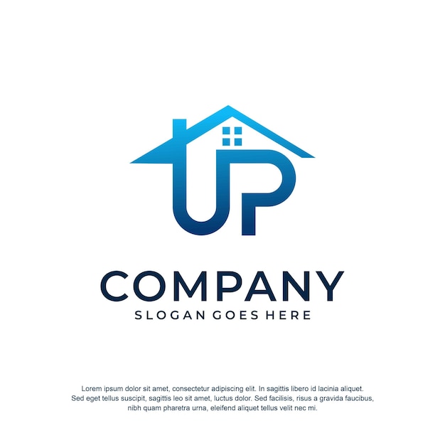 Immobilien-Up-Logo-Premium-Vektor