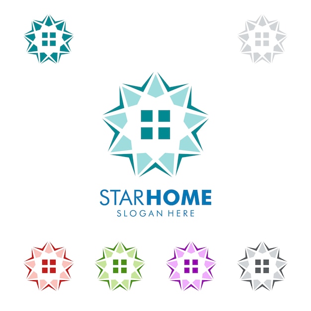 Immobilien vektor logo design mit star und home