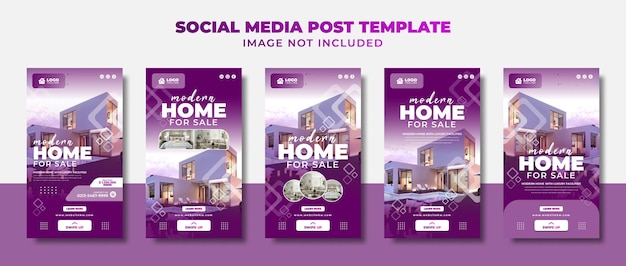 Immobilien zum verkauf social media instagram story, flyer und banner-vorlage