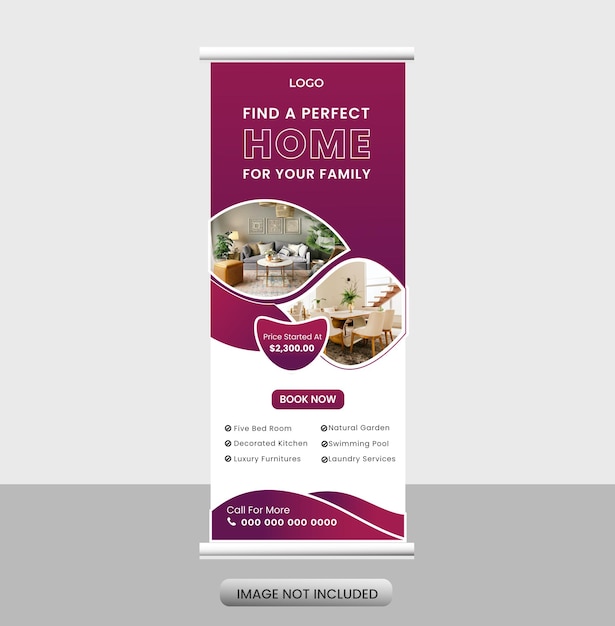 Immobilienagentur roll up Banner Design oder pull up Banner Vorlage