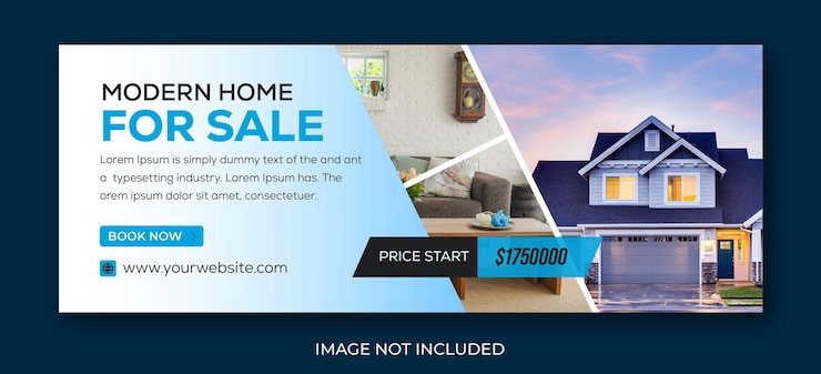 Vektor immobilienhaus immobilienverkauf social media facebook timeline cover template design