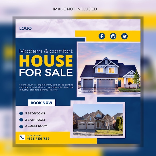 Vektor immobilienhaus immobilienverkauf social media post und instagram square banner vorlage