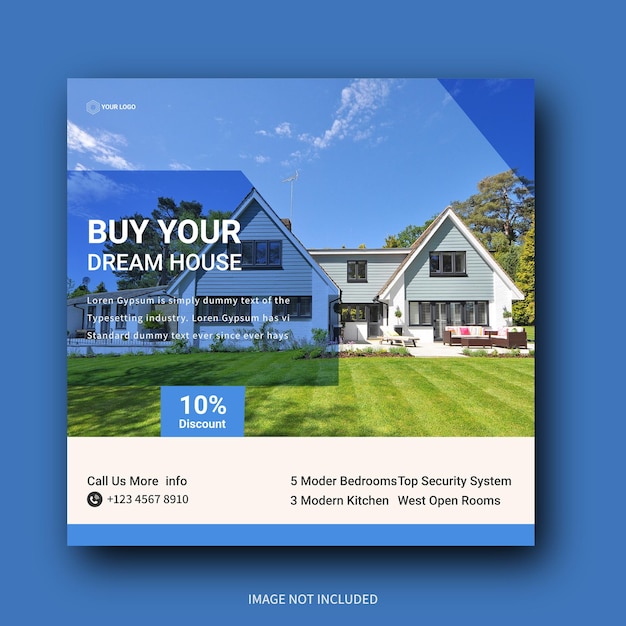 Immobilienhaus social media oder quadratische web-banner-promo-vorlage