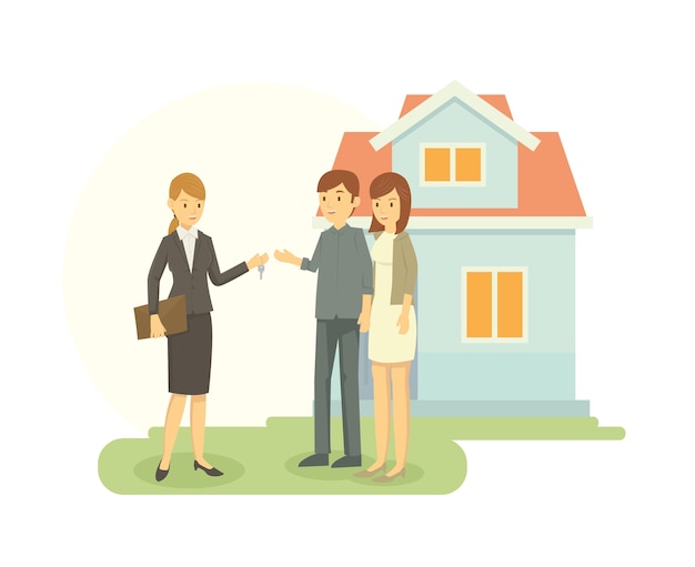 Immobilienmakler, der das Haus zeigt
