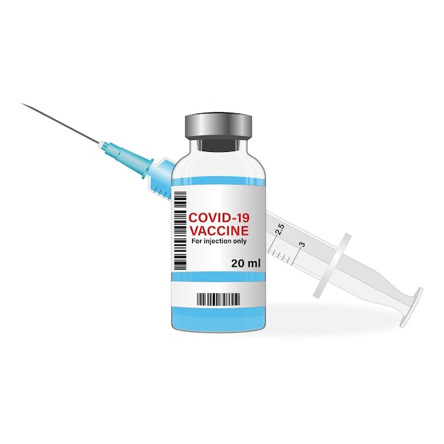 Impfstoffampulle mit Spritze Covid19 Coronavirus Impfkonzept Kreatives Design