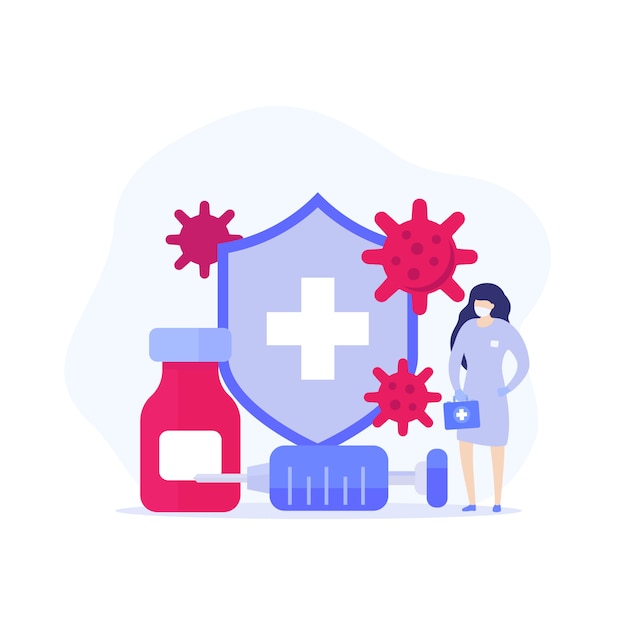 Impfung, antiviraler Impfstoff und medizinische Illustration