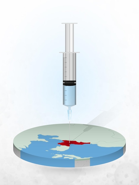 Impfung nordkoreas, injektion einer spritze in eine karte nordkoreas.