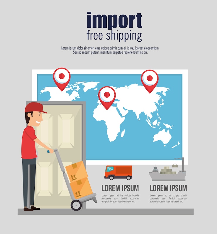 Vektor import kostenloser versand infografik