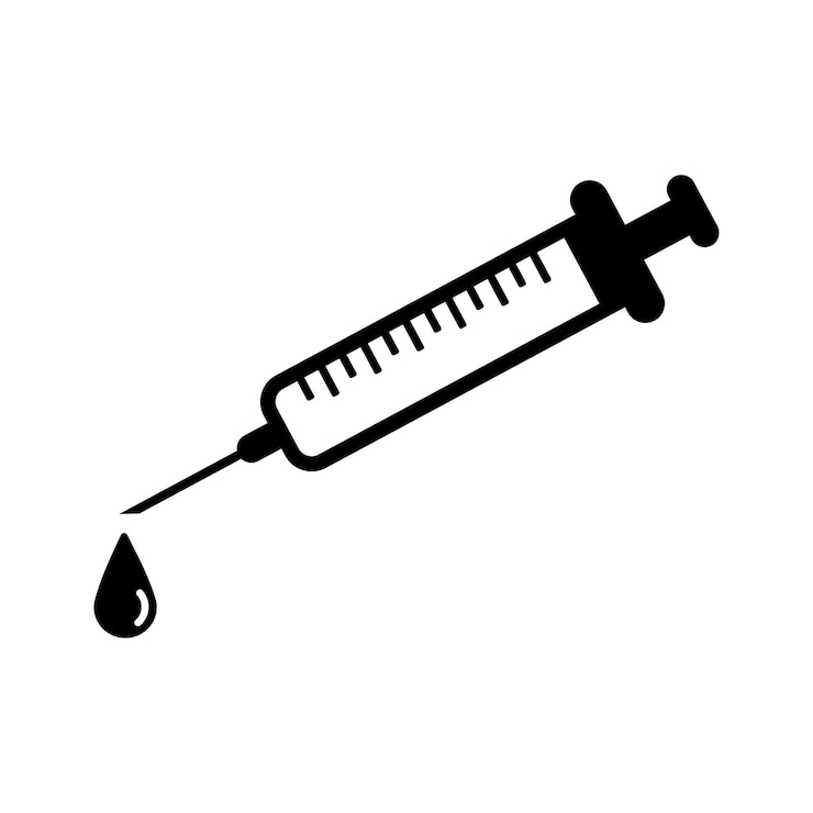 Vektor imprägungsimpfstoff-symbol für die spritze schwarze vektorgrafiken