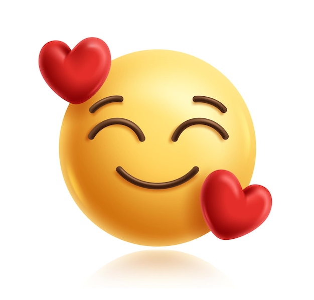 In der Liebe Emoji 3D Clipart Charakter Emoji niedlicher Charakter in glücklich lächelnd genießen schüchtern inspiriert