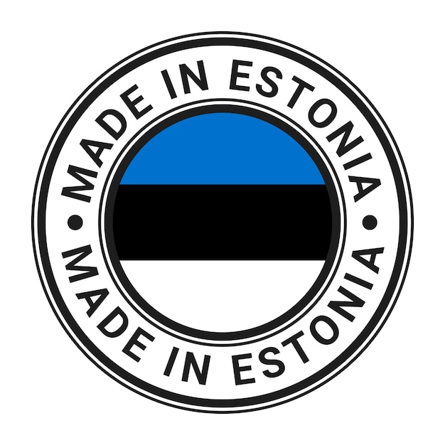 In Estland hergestellte runde Briefmarken-Aufkleber mit Vektorillustration der estnischen Flagge