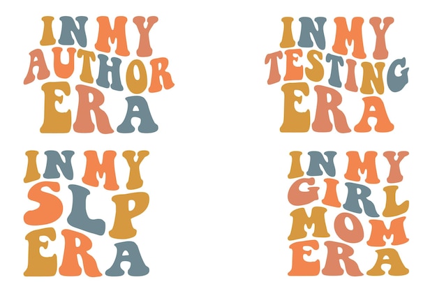 In meiner Autoren-Ära, in meiner Test-Ära, in meiner SLP-Ära, in meiner Mädchen-Mutter-Ära, Retro-Wellen-SVG-Bundle-T-Shirt