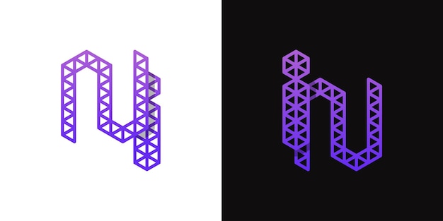 Vektor in- und ni-polygon-buchstaben logo geeignet für geschäfte im zusammenhang mit polygon mit in- oder ni-initialen