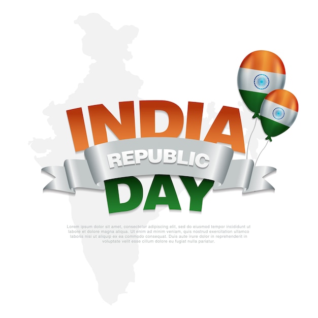 Indian republic day mit ballon der indischen staaten