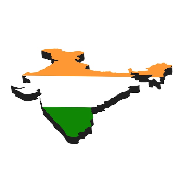 Indien 3d-karte mit flagge isoliert auf gelbem hintergrund