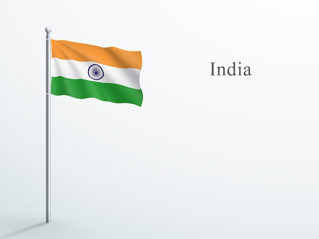 Indien-flagge 3d element, das auf stahlfahnenmast winkt