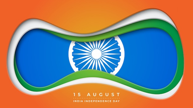 Indien independence day paper cut banner