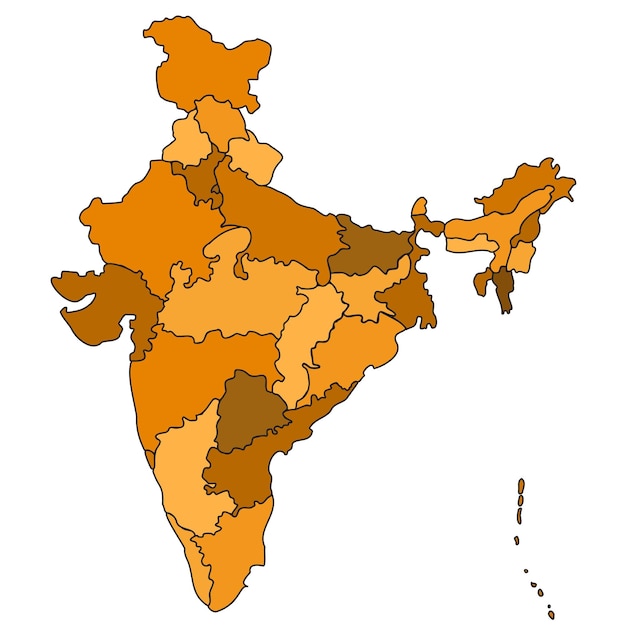 Vektor indien land staaten umriß isoliert illustration reise hintergrund