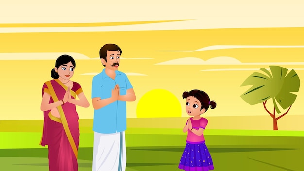 Indische familienillustration