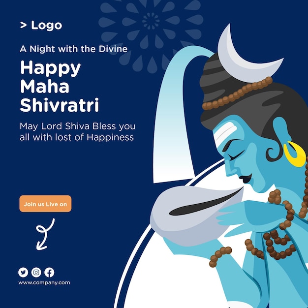 Indische hindu-festival glücklich maha shivratri banner-design-vorlage