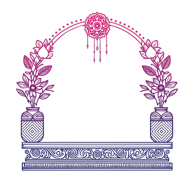 Vektor indische hochzeitsblumen-mandap-clip-art