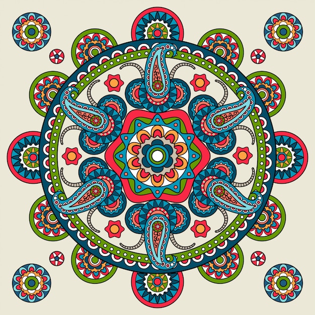 Indische paisley-hand gezeichnete mandala