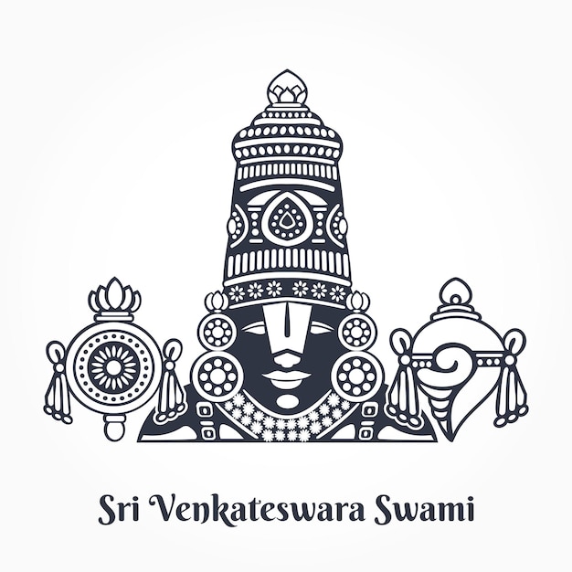 Indischer hinduistischer gott sri venkateswara swami balaji lineart