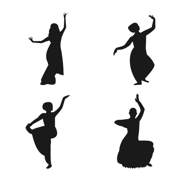 Indischer Tänzer Silhouette Template Design Vektor Icon Illustration
