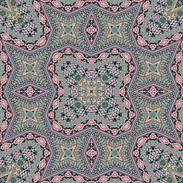 Indisches endloses Ornament-Grafikdesign Geometrischer Hintergrund der Weinlese