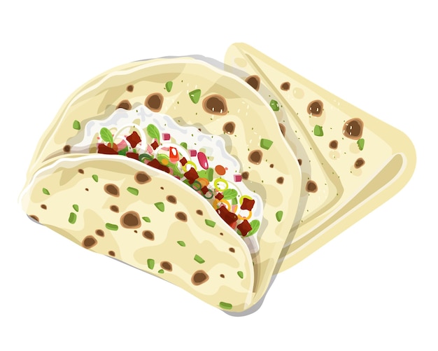 Indisches Essen Kulcha Kulcha Indisches Brot Vektor Illustration