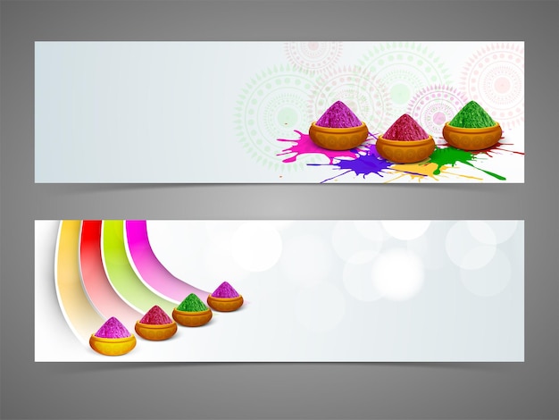 Indisches fest der farben happy holi header oder banner-set