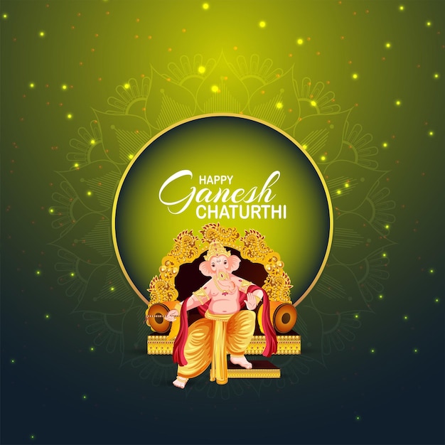 Indisches festival der fröhlichen ganesh-chaturthi-feierkarte mit vektorillustration von lord ganesha