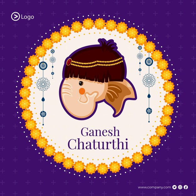 Indisches festival ganesh chaturthi banner-design-vorlage