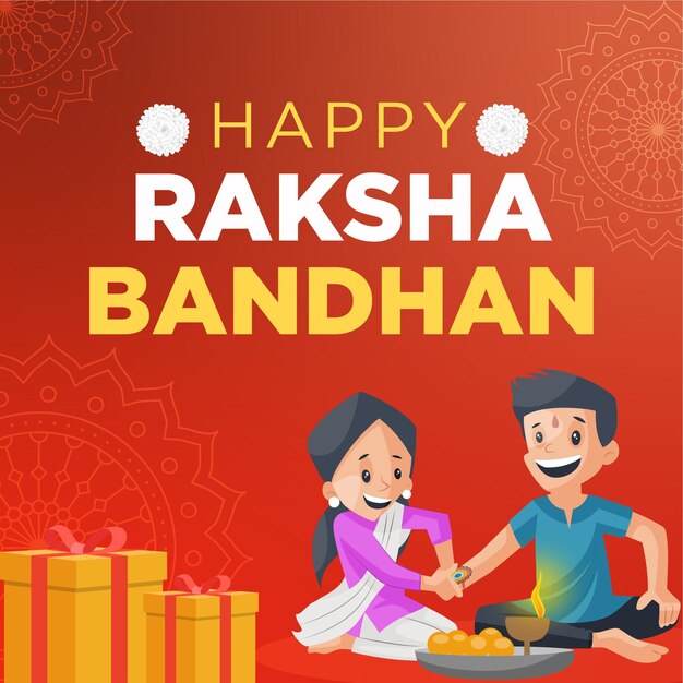 Indisches festival glückliche raksha bandhan bindung der liebesbanner-designvorlage