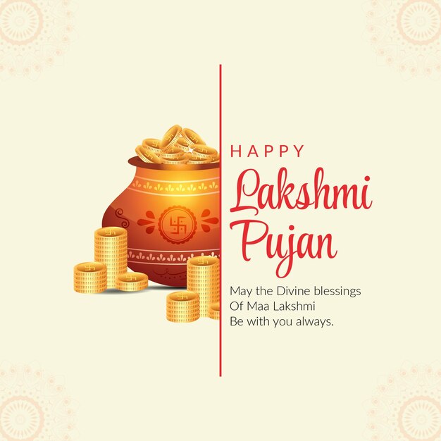 Indisches festival happy lakshmi pujan banner design-vorlage