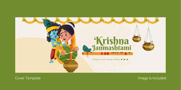 Indisches festival krishna janmashtami deckblatt design