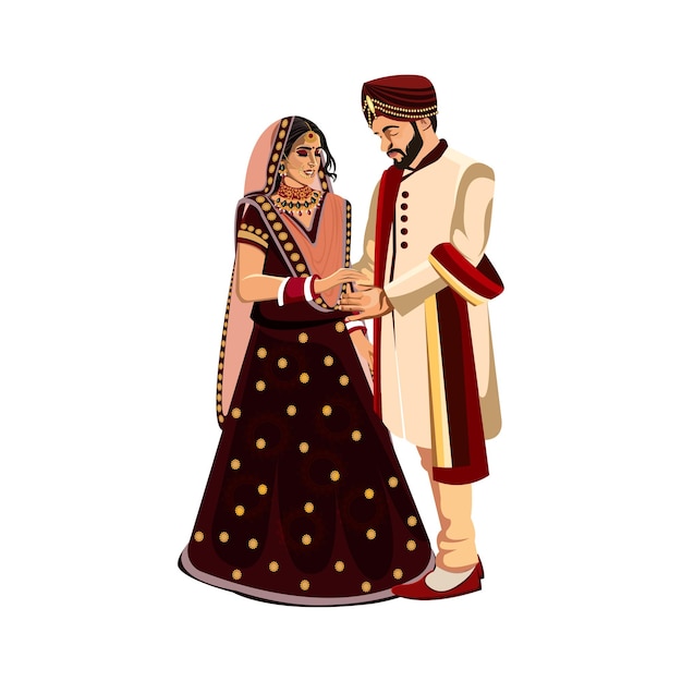 Indisches Hochzeitspaar Charakter Braut und Bräutigam
