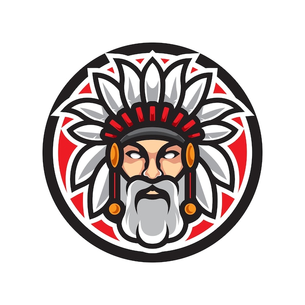 Indisches old man mascot logo